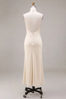 Load image into Gallery viewer, Apricot Ruffled Ruched Maxi Wedding Guest Dress with 3D Flower