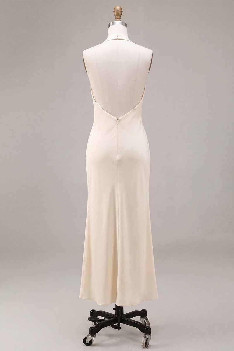 Load image into Gallery viewer, Apricot Ruffled Ruched Maxi Wedding Guest Dress with 3D Flower