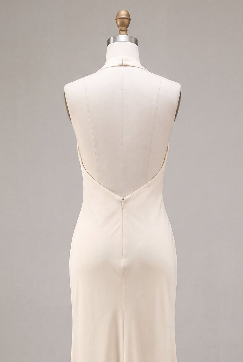 Load image into Gallery viewer, Apricot Ruffled Ruched Maxi Wedding Guest Dress with 3D Flower
