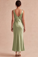 Load image into Gallery viewer, Light Green Satin Cowl Neck Mermaid Maxi Wedding Guest Dress