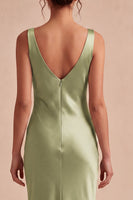 Load image into Gallery viewer, Light Green Satin Cowl Neck Mermaid Maxi Wedding Guest Dress