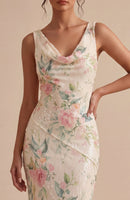 Load image into Gallery viewer, White Pink Flower Sequin Mermaid Long Wedding Guest Dress
