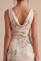 Load image into Gallery viewer, White Pink Flower Sequin Mermaid Long Wedding Guest Dress