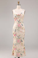 Load image into Gallery viewer, White Pink Flower Sequin Mermaid Long Wedding Guest Dress