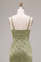 Load image into Gallery viewer, Floral Light Green Sheath Maxi Wedding Guest Dress with Back Slit