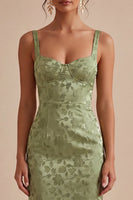 Load image into Gallery viewer, Floral Light Green Sheath Maxi Wedding Guest Dress with Back Slit