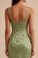 Load image into Gallery viewer, Floral Light Green Sheath Maxi Wedding Guest Dress with Back Slit
