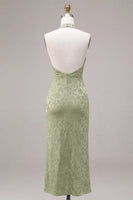 Load image into Gallery viewer, Floral Light Green High Neck Mermaid Long Wedding Guest Dress