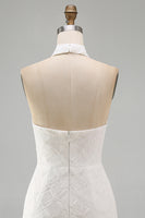 Load image into Gallery viewer, White Halter Neck Floral Tight Short Graduation Dress