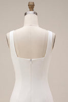 Load image into Gallery viewer, White Tight Satin Square Neck Short Graduation Dress with 3D Flowers