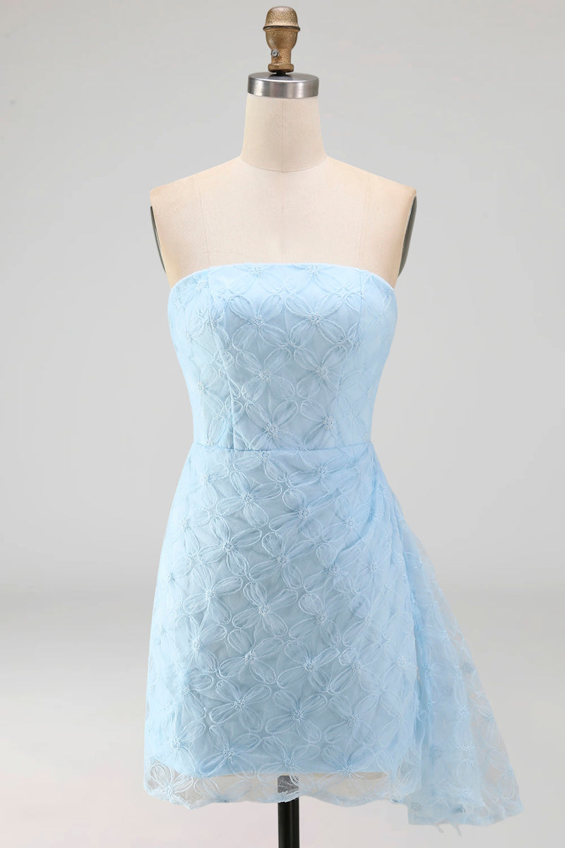 Load image into Gallery viewer, White Tight Ruched Floral Short Graduation Dress with Side Cape