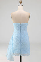 Load image into Gallery viewer, White Tight Ruched Floral Short Graduation Dress with Side Cape