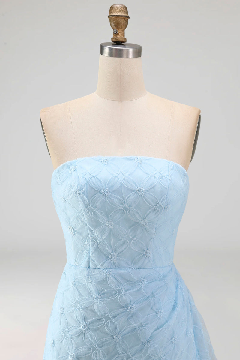 Load image into Gallery viewer, White Tight Ruched Floral Short Graduation Dress with Side Cape