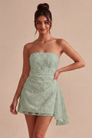 Load image into Gallery viewer, White Tight Ruched Floral Short Graduation Dress with Side Cape