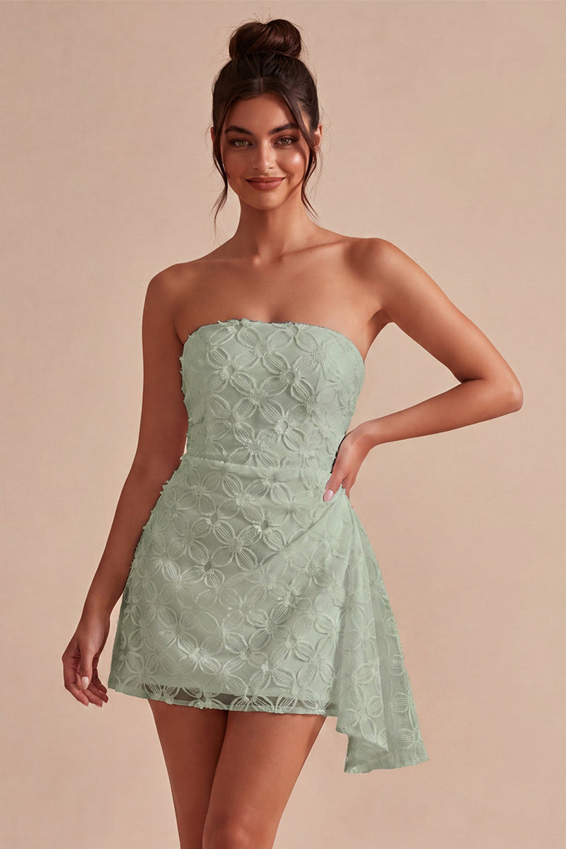 Load image into Gallery viewer, White Tight Ruched Floral Short Graduation Dress with Side Cape