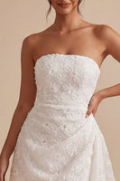 Load image into Gallery viewer, White Tight Ruched Floral Short Graduation Dress with Side Cape
