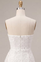 Load image into Gallery viewer, White Tight Ruched Floral Short Graduation Dress with Side Cape