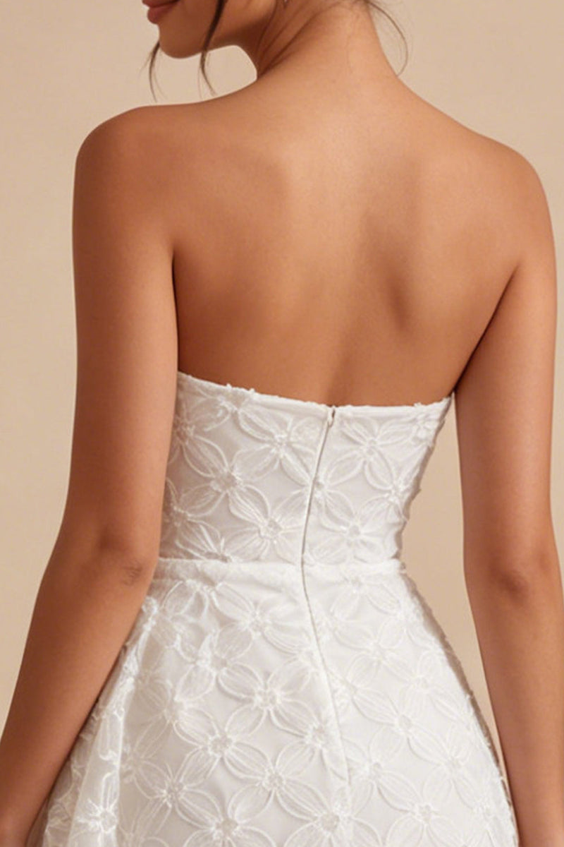 Load image into Gallery viewer, White Tight Ruched Floral Short Graduation Dress with Side Cape