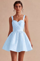 Load image into Gallery viewer, White A-Line Thick Straps Satin Ruched Short Graduation Dress