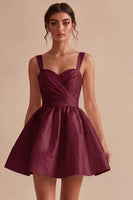 Load image into Gallery viewer, White A-Line Thick Straps Satin Ruched Short Graduation Dress