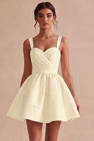 Load image into Gallery viewer, White A-Line Thick Straps Satin Ruched Short Graduation Dress