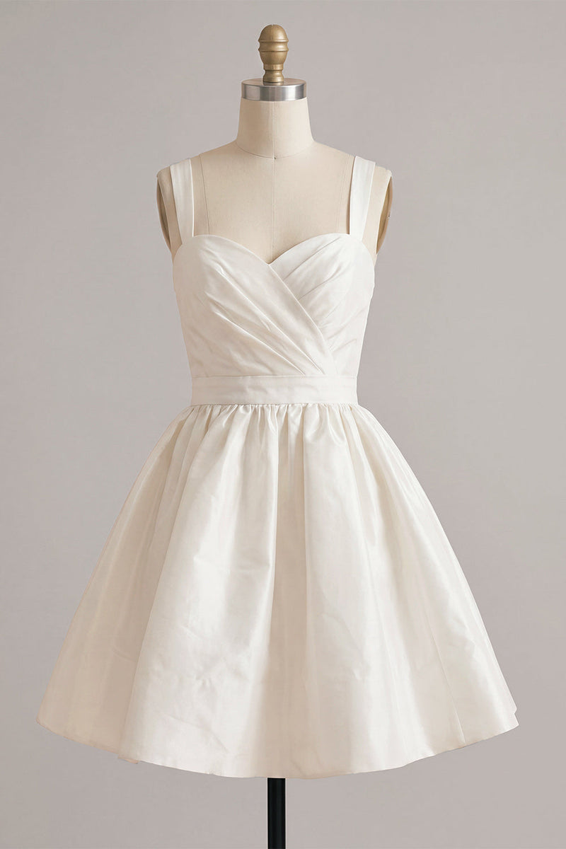 Load image into Gallery viewer, White A-Line Thick Straps Satin Ruched Short Graduation Dress