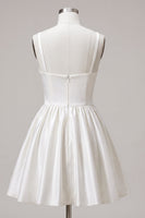 Load image into Gallery viewer, White A-Line Thick Straps Satin Ruched Short Graduation Dress
