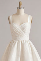 Load image into Gallery viewer, White A-Line Thick Straps Satin Ruched Short Graduation Dress
