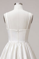 Load image into Gallery viewer, White A-Line Thick Straps Satin Ruched Short Graduation Dress