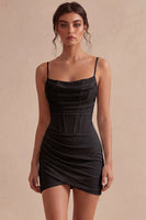Load image into Gallery viewer, White Tight Ruched Corset Spaghetti Straps Short Graduation Dress