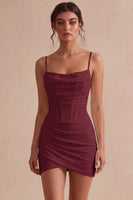 Load image into Gallery viewer, White Tight Ruched Corset Spaghetti Straps Short Graduation Dress
