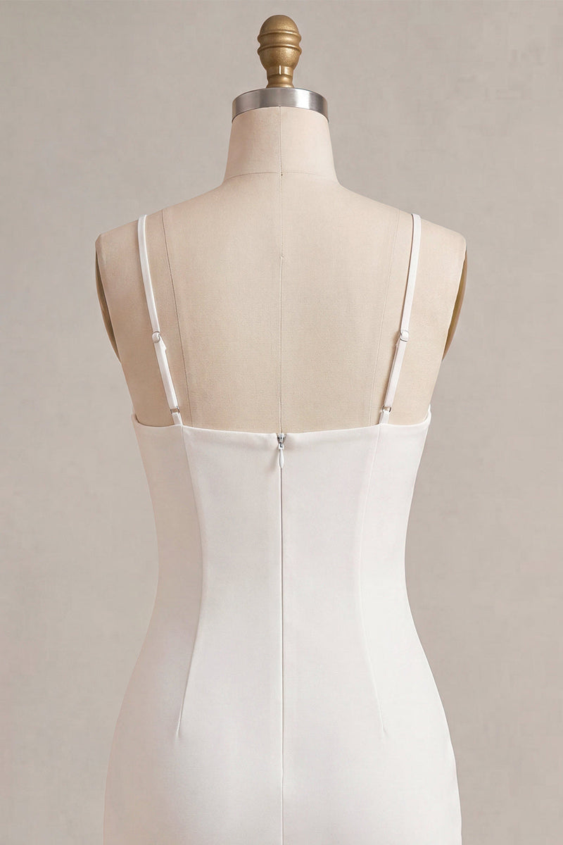 Load image into Gallery viewer, White Tight Ruched Corset Spaghetti Straps Short Graduation Dress