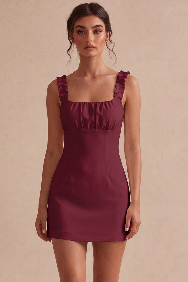 Load image into Gallery viewer, White Tight Square Neck Short Graduation Dress