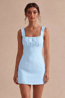 Load image into Gallery viewer, White Tight Square Neck Short Graduation Dress