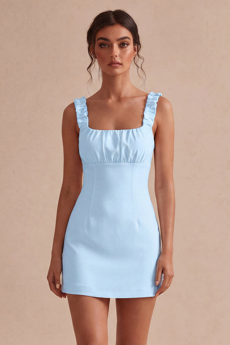 Load image into Gallery viewer, White Tight Square Neck Short Graduation Dress