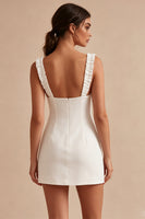 Load image into Gallery viewer, White Tight Square Neck Short Graduation Dress