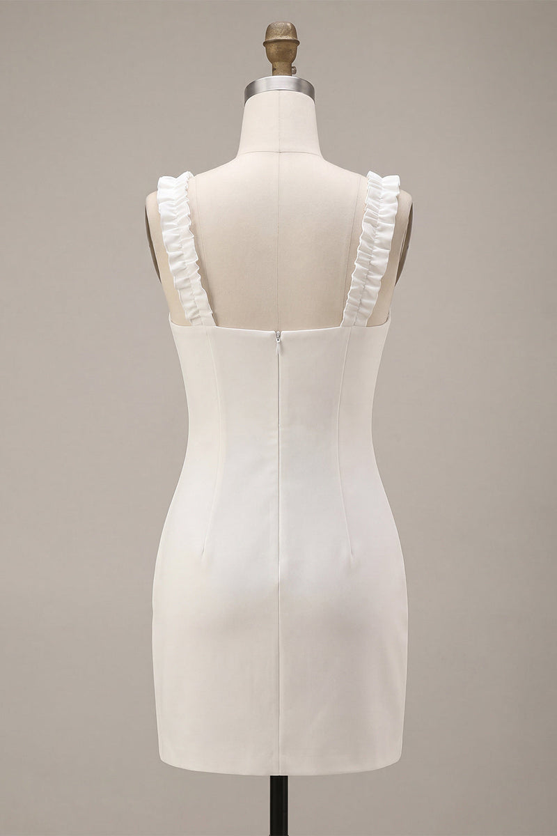 Load image into Gallery viewer, White Tight Square Neck Short Graduation Dress