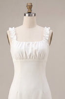 Load image into Gallery viewer, White Tight Square Neck Short Graduation Dress