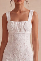 Load image into Gallery viewer, White Tight Square Neck Short Graduation Dress