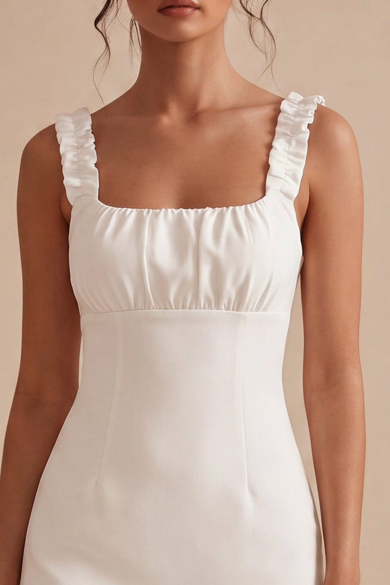 Load image into Gallery viewer, White Tight Square Neck Short Graduation Dress
