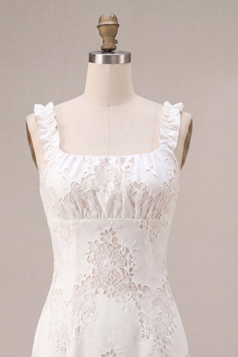 Load image into Gallery viewer, White Tight Square Neck Short Graduation Dress