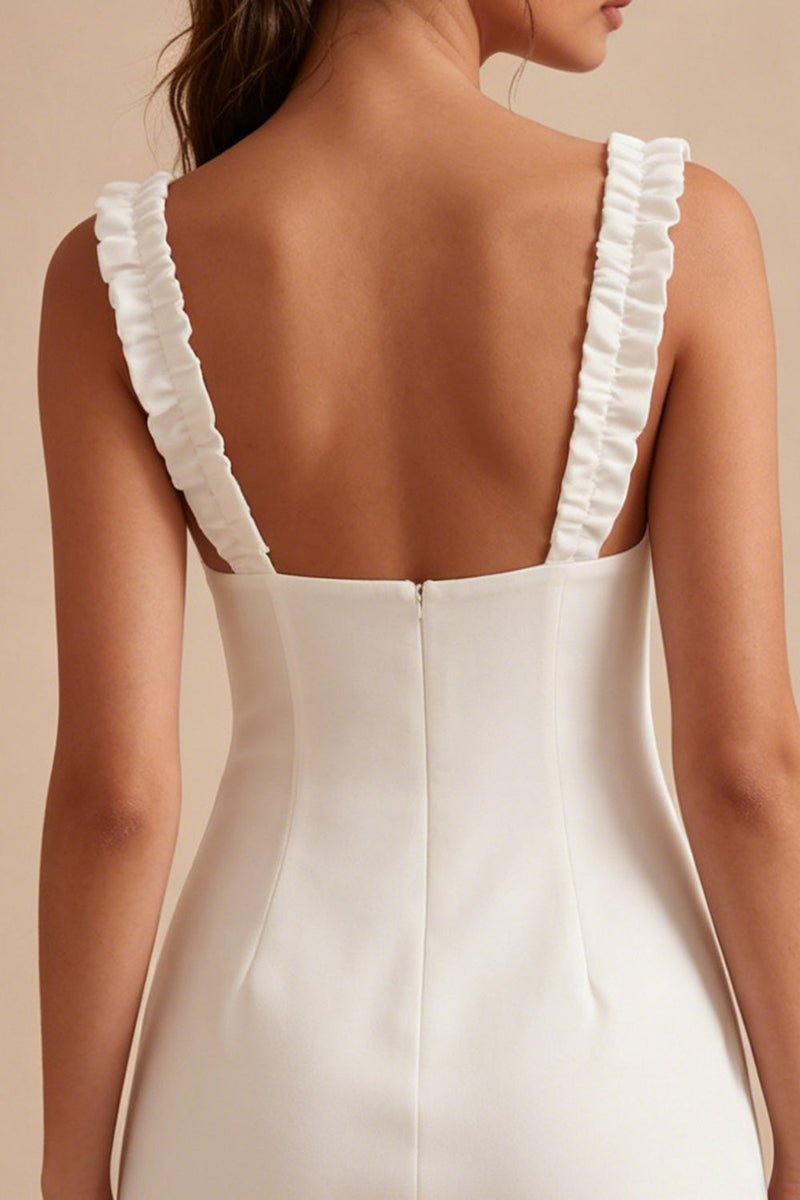 Load image into Gallery viewer, White Tight Square Neck Short Graduation Dress