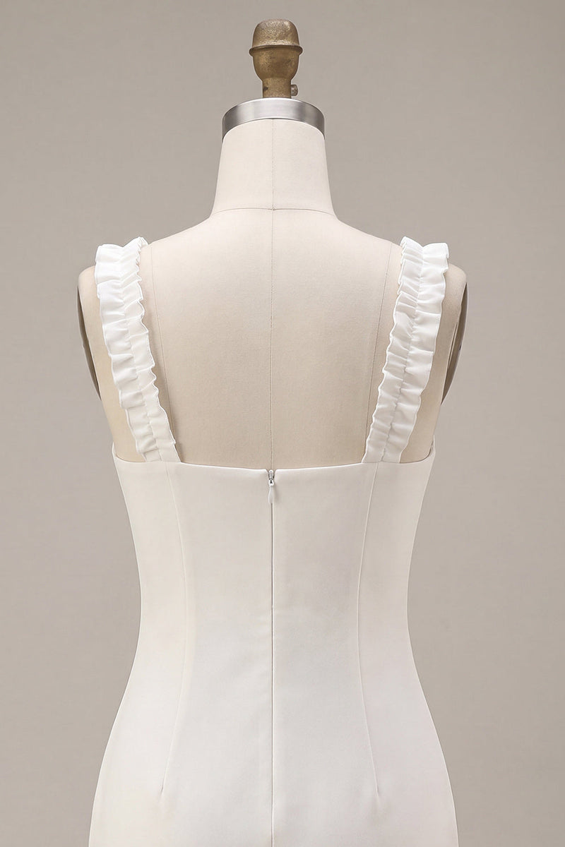 Load image into Gallery viewer, White Tight Square Neck Short Graduation Dress