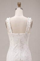 Load image into Gallery viewer, White Tight Square Neck Short Graduation Dress