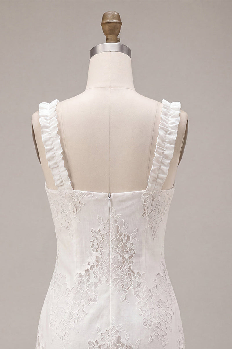 Load image into Gallery viewer, White Tight Square Neck Short Graduation Dress