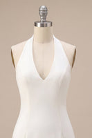 Load image into Gallery viewer, White Tight Halter Neck Short Graduation Dress with 3D Flowers