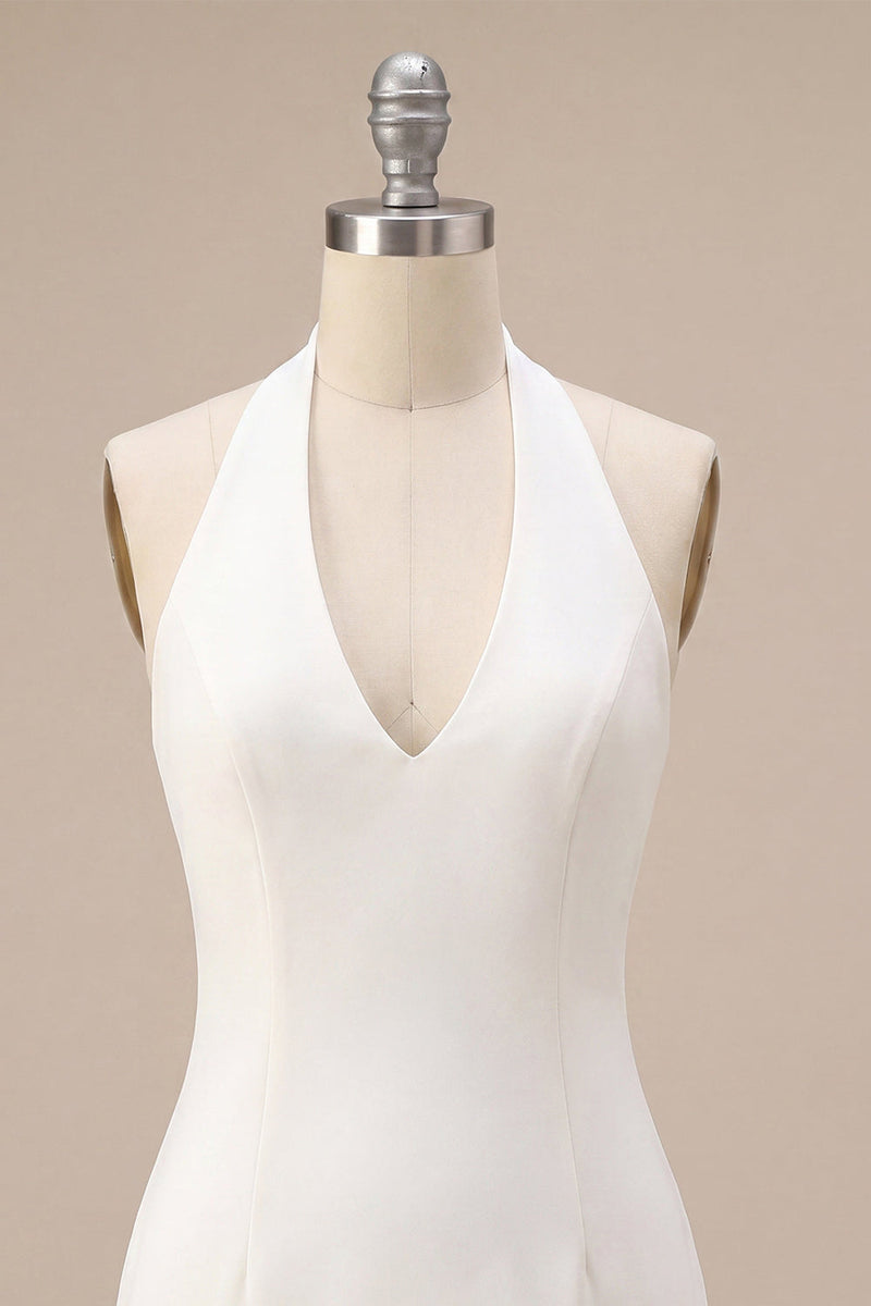 Load image into Gallery viewer, White Tight Halter Neck Short Graduation Dress with 3D Flowers