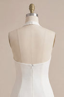 Load image into Gallery viewer, White Tight Halter Neck Short Graduation Dress with 3D Flowers