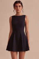 Load image into Gallery viewer, White Boat Neck A-Line Satin Short Graduation Dress