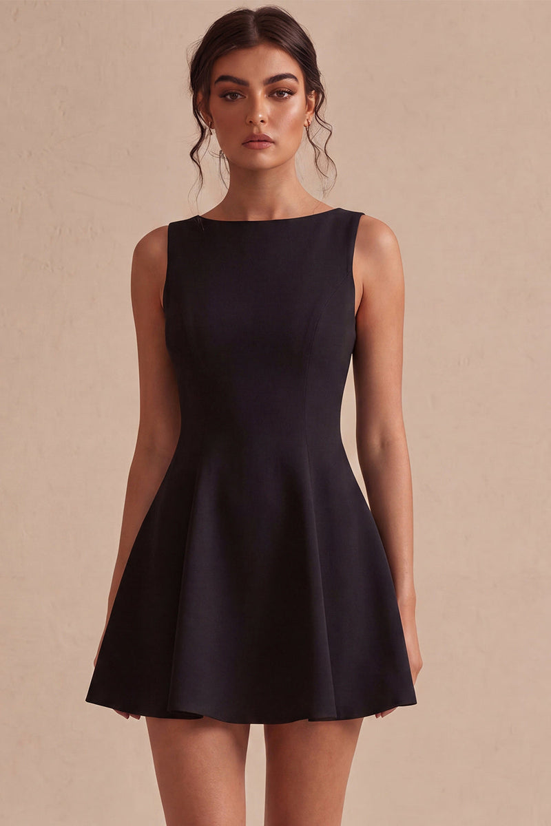Load image into Gallery viewer, White Boat Neck A-Line Satin Short Graduation Dress